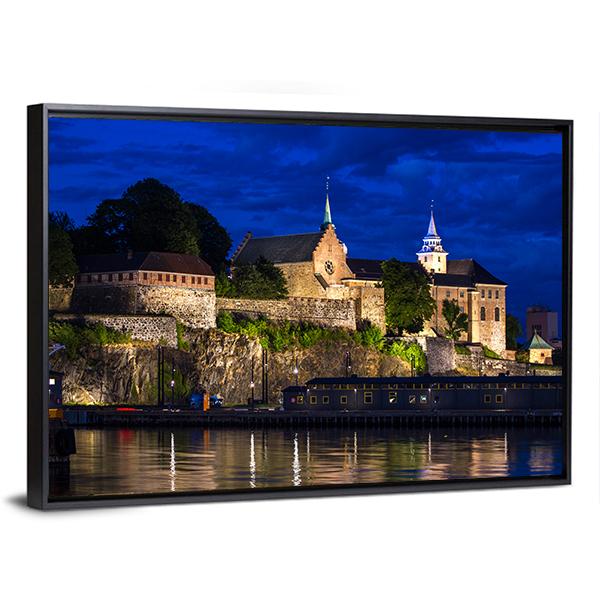 Akershus Fortress And Castle Canvas Wall Art-3 Horizontal-Gallery Wrap-25" x 16"-Tiaracle