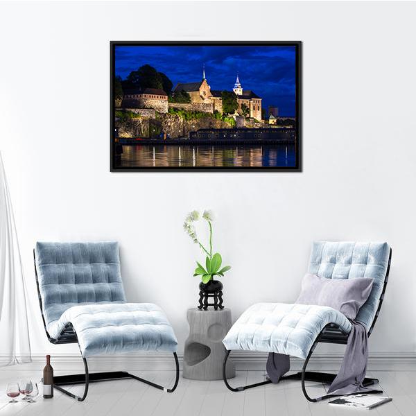 Akershus Fortress And Castle Canvas Wall Art-3 Horizontal-Gallery Wrap-25" x 16"-Tiaracle