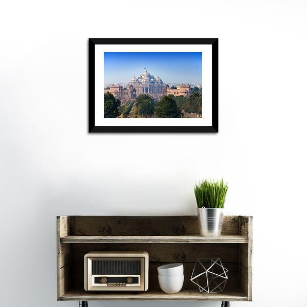 Akshardham Temple Canvas Wall Art-1 Piece-Framed Print-20" x 16"-Tiaracle