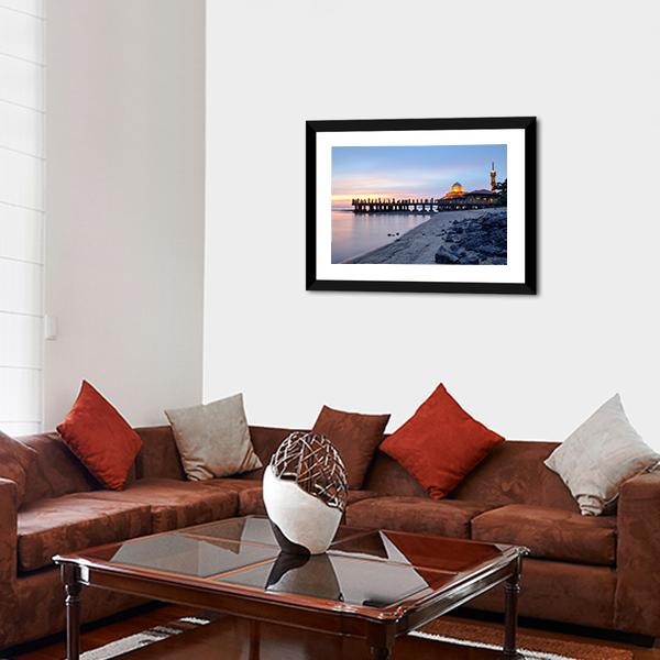 Al-Hussein Mosque In Malaysia Panoramic Canvas Wall Art-1 Piece-36" x 12"-Tiaracle