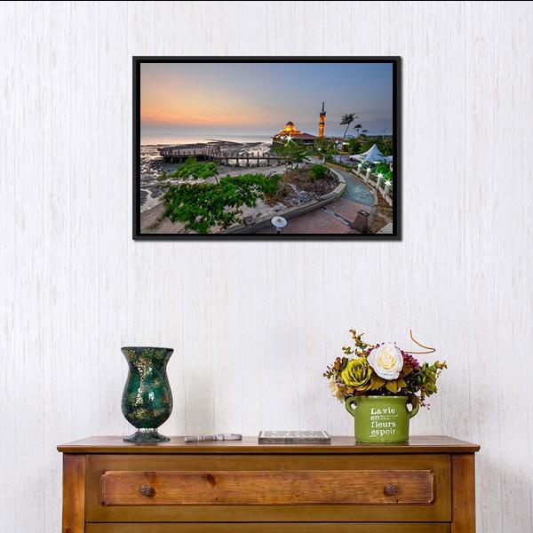 Al Hussein Mosque Panoramic Canvas Wall Art-1 Piece-36" x 12"-Tiaracle