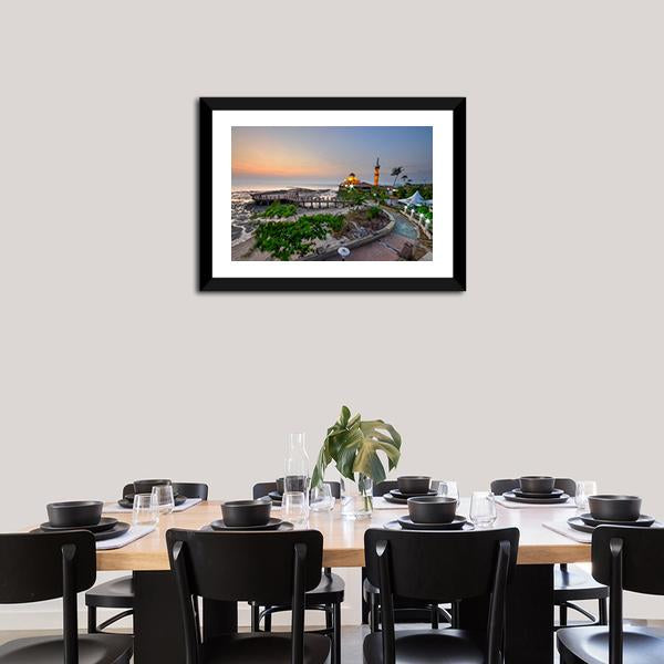 Al-Hussien Mosque At Dusk Canvas Wall Art-3 Horizontal-Gallery Wrap-25" x 16"-Tiaracle
