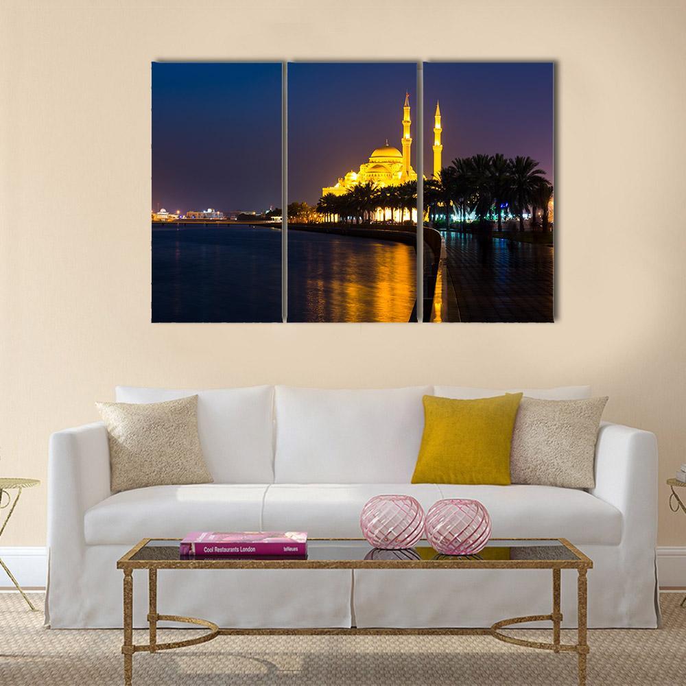 Al Noor Mosque Canvas Wall Art-3 Horizontal-Gallery Wrap-37" x 24"-Tiaracle