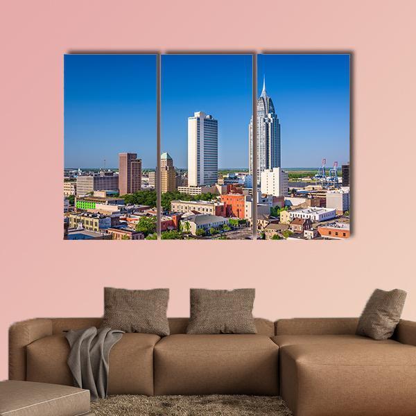 Alabama Downtown Skyline Canvas Wall Art-3 Horizontal-Gallery Wrap-37" x 24"-Tiaracle