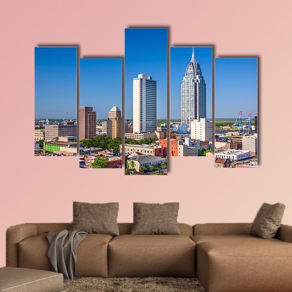 Alabama Downtown Skyline Canvas Wall Art-5 Pop-Gallery Wrap-47" x 32"-Tiaracle