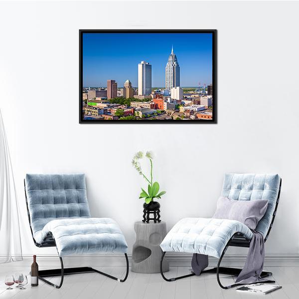 Alabama Downtown Skyline Canvas Wall Art-3 Horizontal-Gallery Wrap-25" x 16"-Tiaracle
