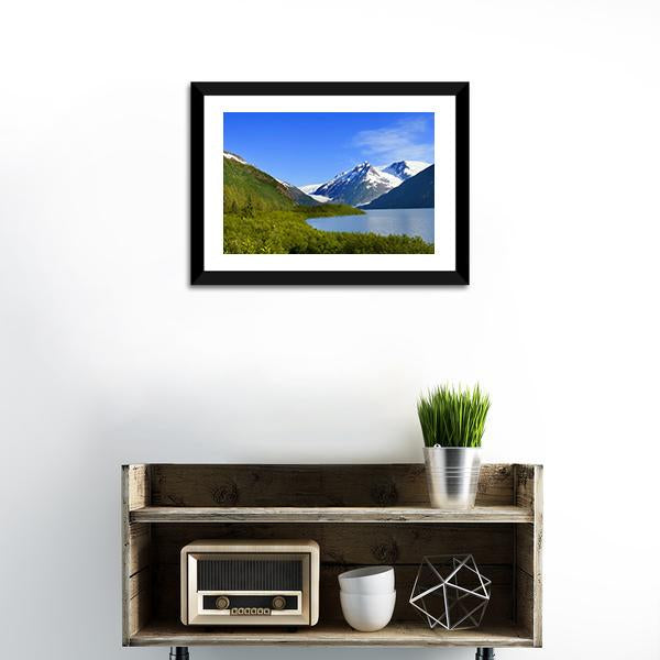 Alaska Mountain With Lake Canvas Wall Art-1 Piece-Framed Print-20" x 16"-Tiaracle