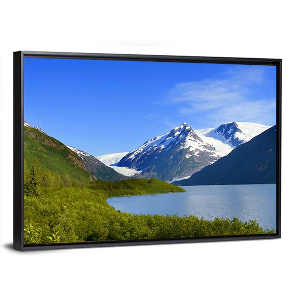 Alaska Mountain With Lake Canvas Wall Art-3 Horizontal-Gallery Wrap-25" x 16"-Tiaracle