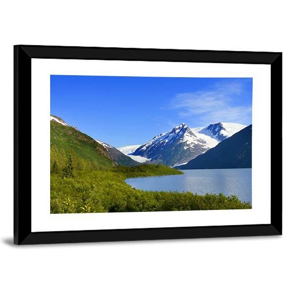 Alaska Mountain With Lake Panoramic Canvas Wall Art-1 Piece-36" x 12"-Tiaracle