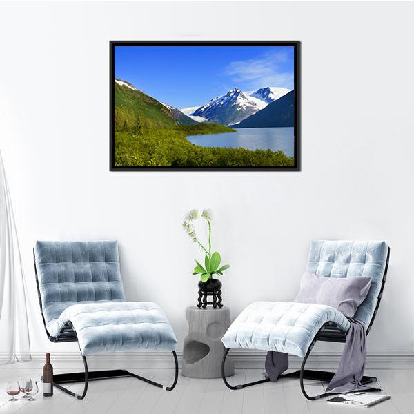 Alaska Mountain With Lake Panoramic Canvas Wall Art-1 Piece-36" x 12"-Tiaracle