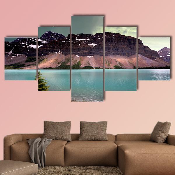 Alberta Glacier Lake Canvas Wall Art-5 Star-Gallery Wrap-62" x 32"-Tiaracle