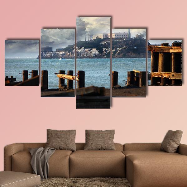 Alcatraz Federal Penitentiary Canvas Wall Art-5 Star-Gallery Wrap-62" x 32"-Tiaracle