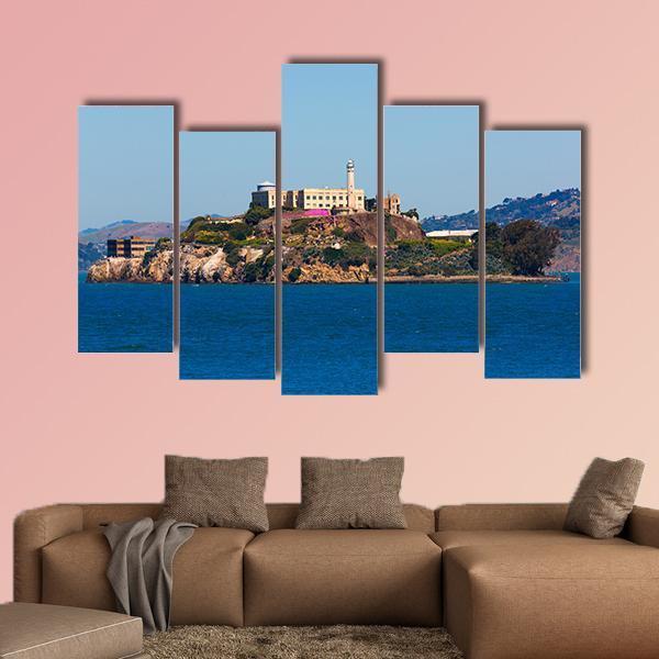 Alcatraz Island Penitentiary In San Francisco Canvas Wall Art-5 Pop-Gallery Wrap-47" x 32"-Tiaracle