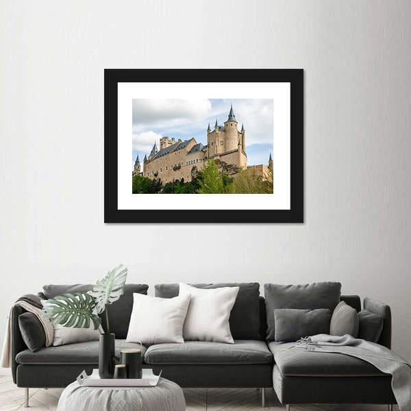Alcazar Of Segovia Spain Canvas Wall Art-1 Piece-Framed Print-20" x 16"-Tiaracle