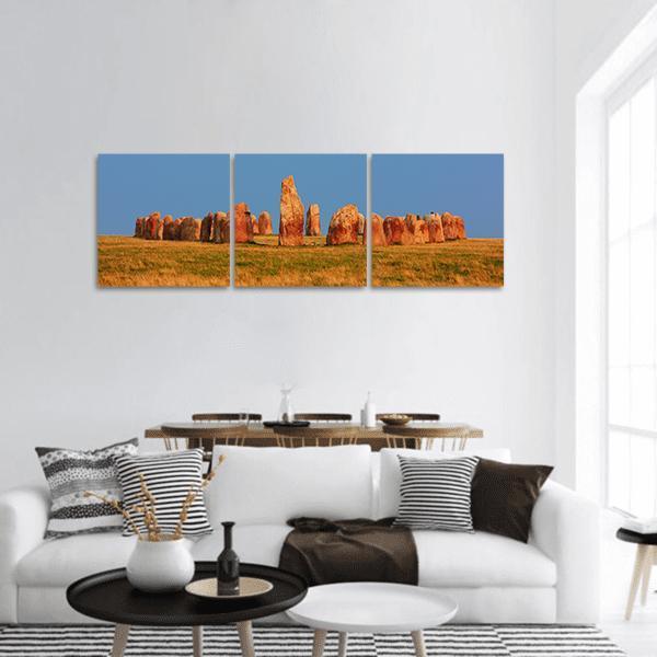 Ale Stones In Sweden Panoramic Canvas Wall Art-3 Piece-25" x 08"-Tiaracle