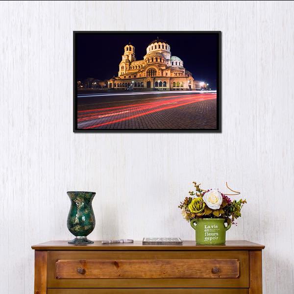 Alexander Nevski Cathedral In Sofia Canvas Wall Art-1 Piece-Floating Frame-24" x 16"-Tiaracle
