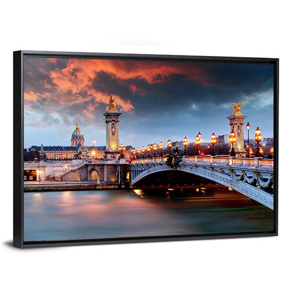 Alexandre Bridge lll In Paris Canvas Wall Art-3 Horizontal-Gallery Wrap-25" x 16"-Tiaracle