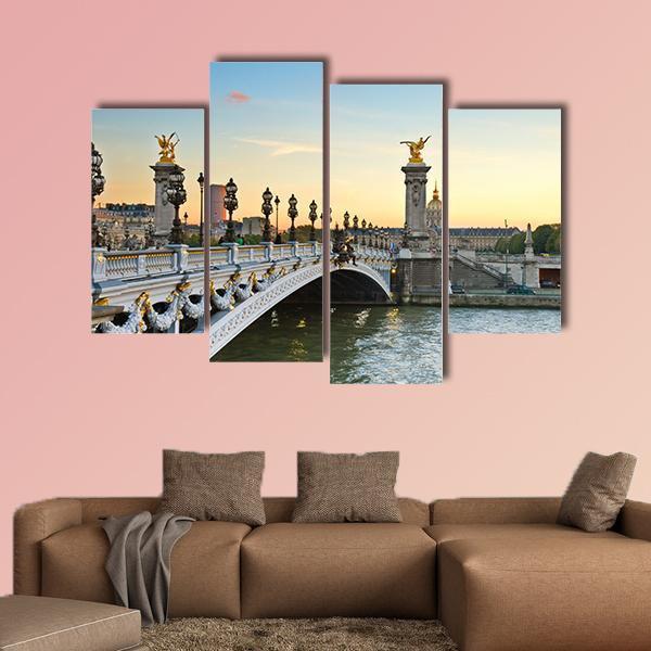 Alexandre III Bridge At Sunset In Paris Canvas Wall Art-4 Pop-Gallery Wrap-50" x 32"-Tiaracle