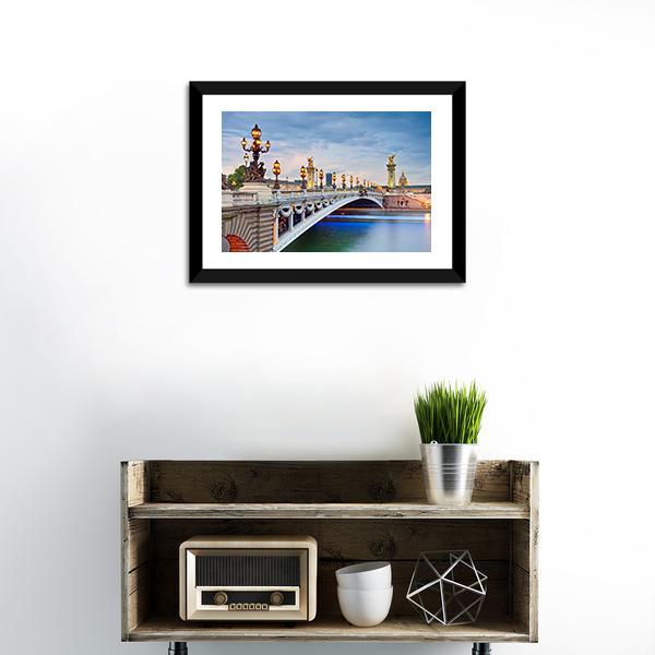 Alexandre III Bridge Located In Paris Canvas Wall Art-1 Piece-Framed Print-20" x 16"-Tiaracle