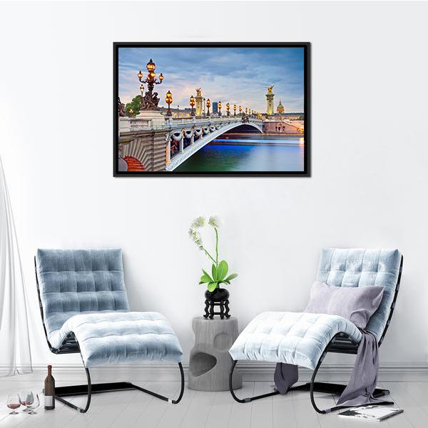 Alexandre III Bridge Located In Paris Canvas Wall Art-3 Horizontal-Gallery Wrap-25" x 16"-Tiaracle
