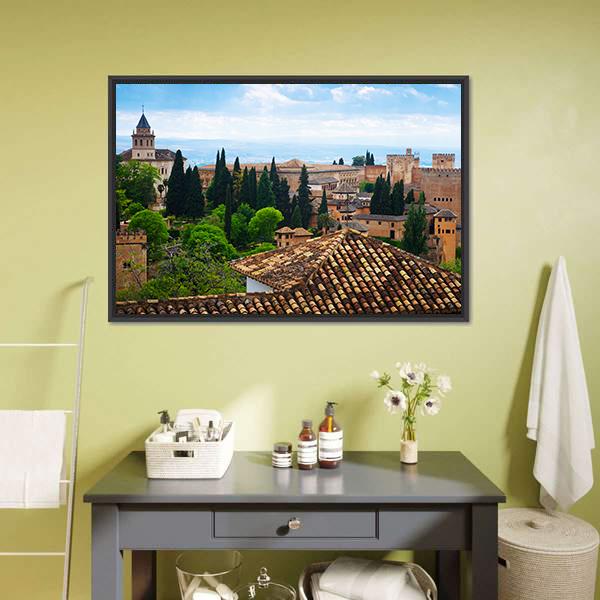 Alhambra City Spain Canvas Wall Art-1 Piece-Floating Frame-24" x 16"-Tiaracle