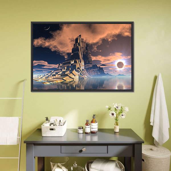 Alien City Canvas Wall Art-1 Piece-Floating Frame-24" x 16"-Tiaracle
