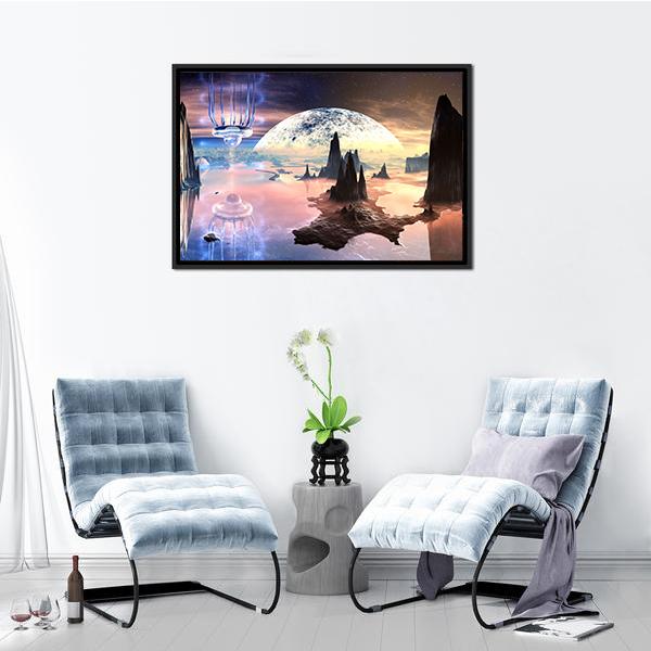 Alien Creature On Distant Planet Canvas Wall Art-3 Horizontal-Gallery Wrap-25" x 16"-Tiaracle
