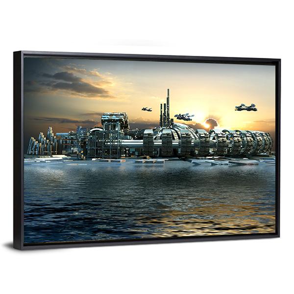 Alien Island City Canvas Wall Art-3 Horizontal-Gallery Wrap-25" x 16"-Tiaracle