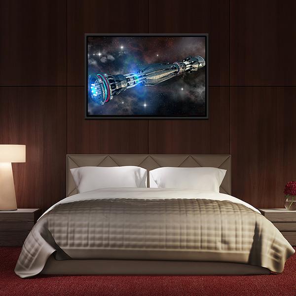 Alien Mothership In Deep Space Panoramic Canvas Wall Art-1 Piece-36" x 12"-Tiaracle