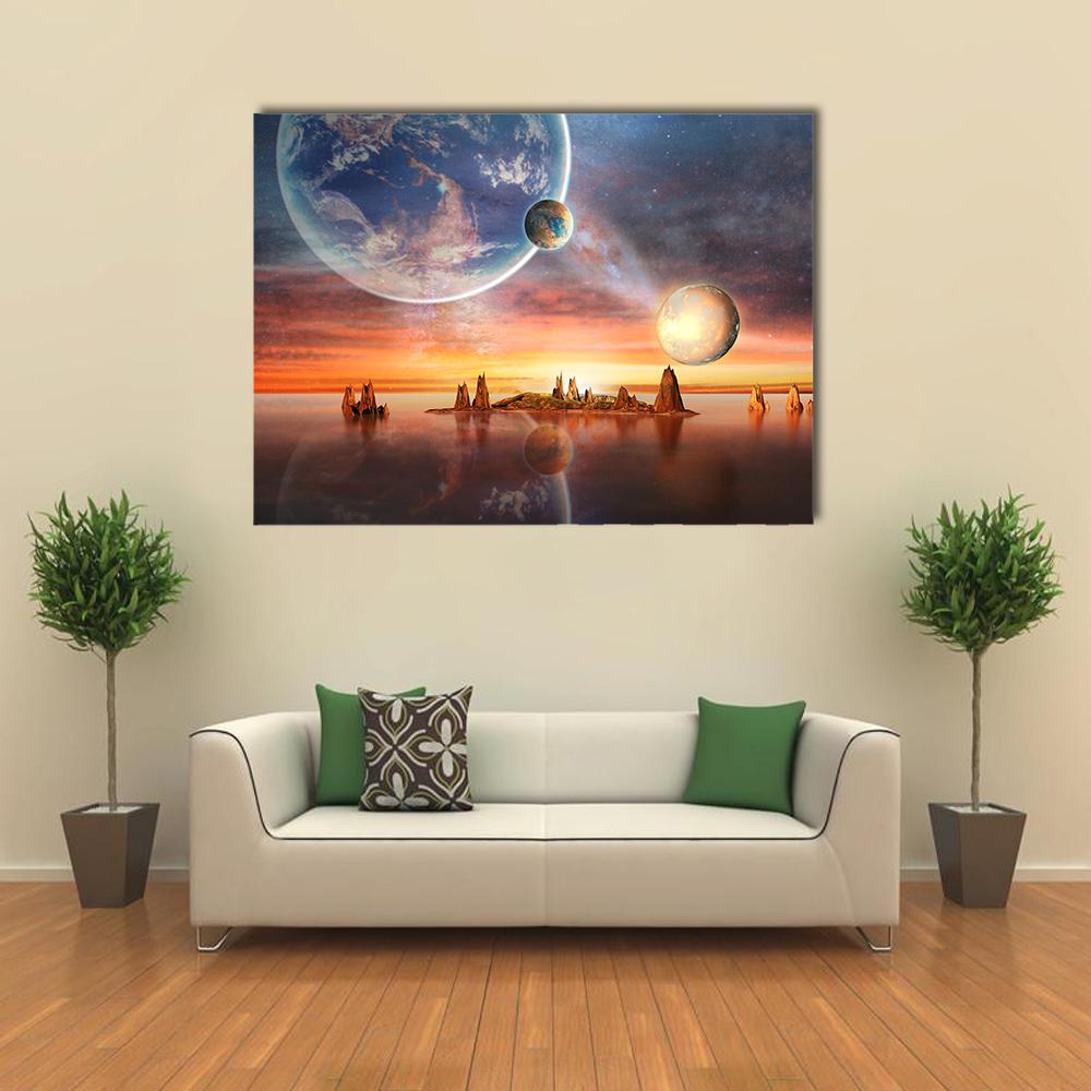 Alien Planet Canvas Wall Art-1 Piece-Gallery Wrap-24" x 16"-Tiaracle