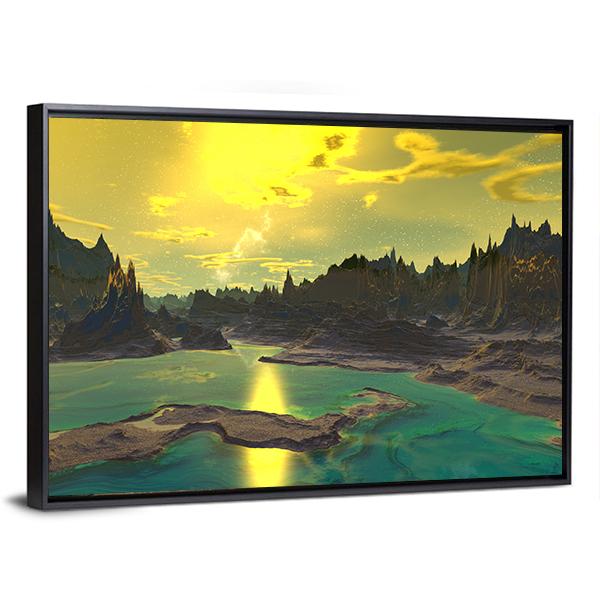 Rocky Alien Planet Panoramic Canvas Wall Art-1 Piece-36" x 12"-Tiaracle