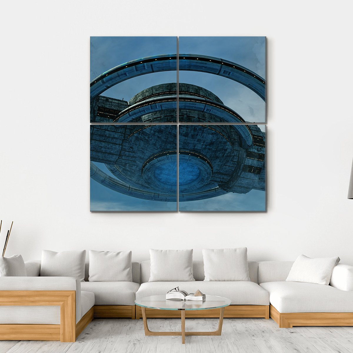 Alien UFO Canvas Wall Art-4 Square-Gallery Wrap-17" x 17"-Tiaracle