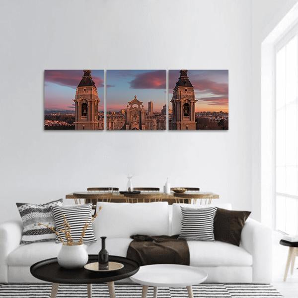 Almudena Cathedral In Spain Panoramic Canvas Wall Art-3 Piece-25" x 08"-Tiaracle