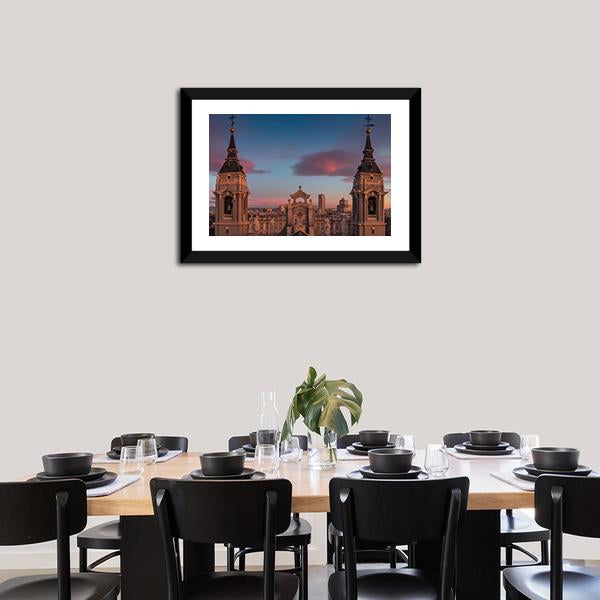 Almudena Cathedral In Spain Panoramic Canvas Wall Art-1 Piece-36" x 12"-Tiaracle