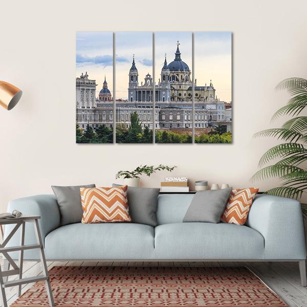 Almudena Cathedral Canvas Wall Art-4 Horizontal-Gallery Wrap-34" x 24"-Tiaracle