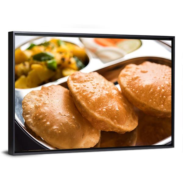Aloo Fry & Puri Canvas Wall Art-5 Horizontal-Gallery Wrap-22" x 12"-Tiaracle
