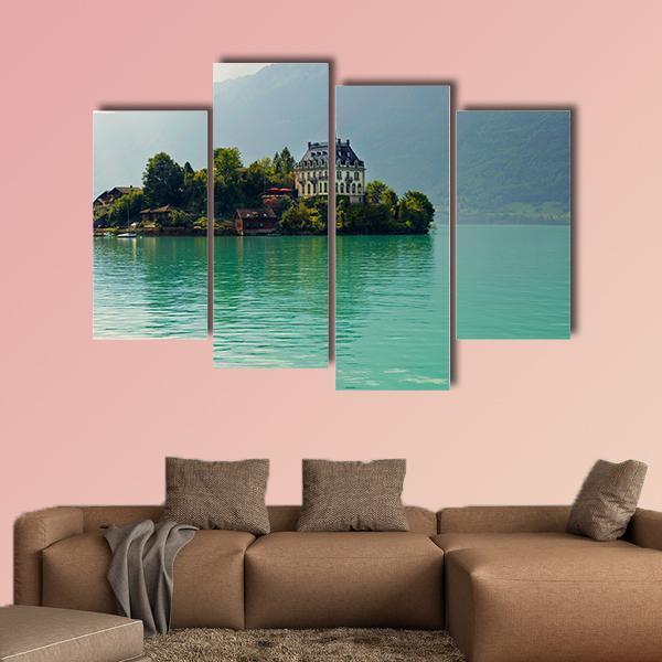 Alpine Lake Brienz Of Jungfrau Region Canvas Wall Art-4 Pop-Gallery Wrap-50" x 32"-Tiaracle