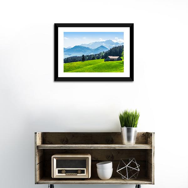 Alpine Landscape With Saentis Peak Canvas Wall Art-1 Piece-Framed Print-20" x 16"-Tiaracle