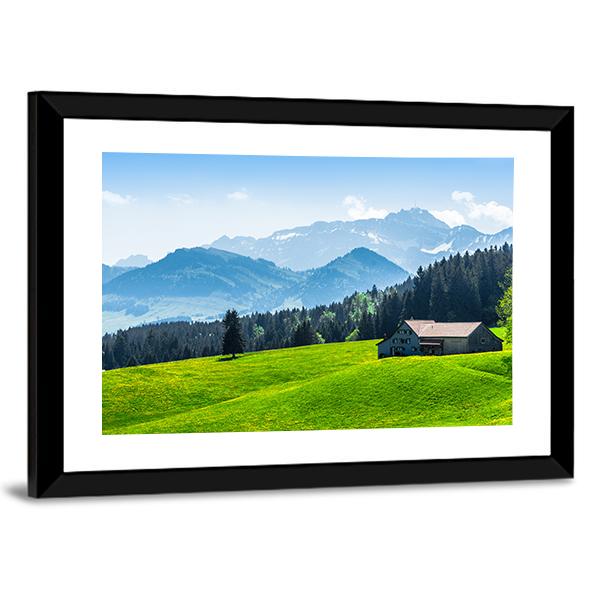Alpine Landscape With Saentis Peak Canvas Wall Art-3 Horizontal-Gallery Wrap-25" x 16"-Tiaracle