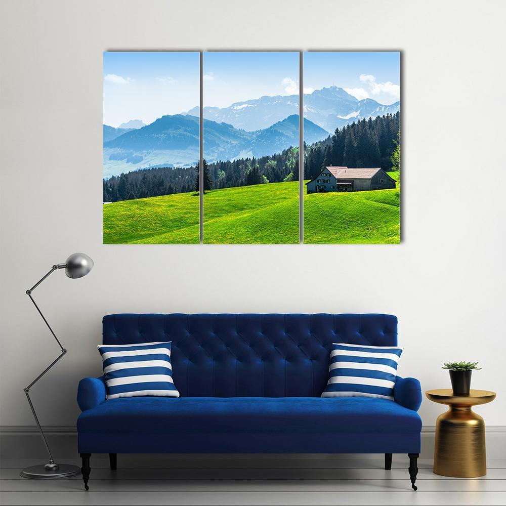 Alpine Landscape With Saentis Peak Canvas Wall Art-3 Horizontal-Gallery Wrap-37" x 24"-Tiaracle