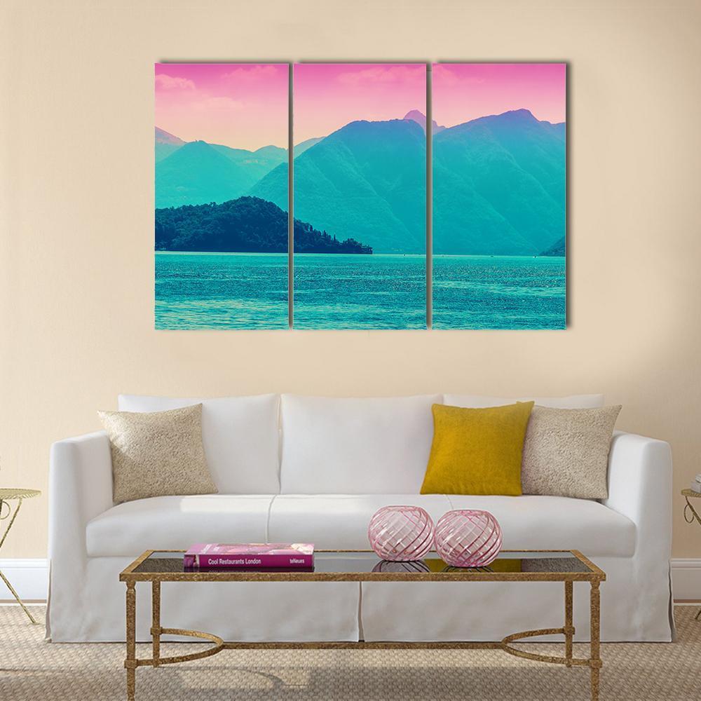 Alpine Mountains And Como Lake Canvas Wall Art-3 Horizontal-Gallery Wrap-37" x 24"-Tiaracle