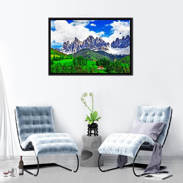 Alpine Scenery Dolomites In Italy Canvas Wall Art-3 Horizontal-Gallery Wrap-25" x 16"-Tiaracle