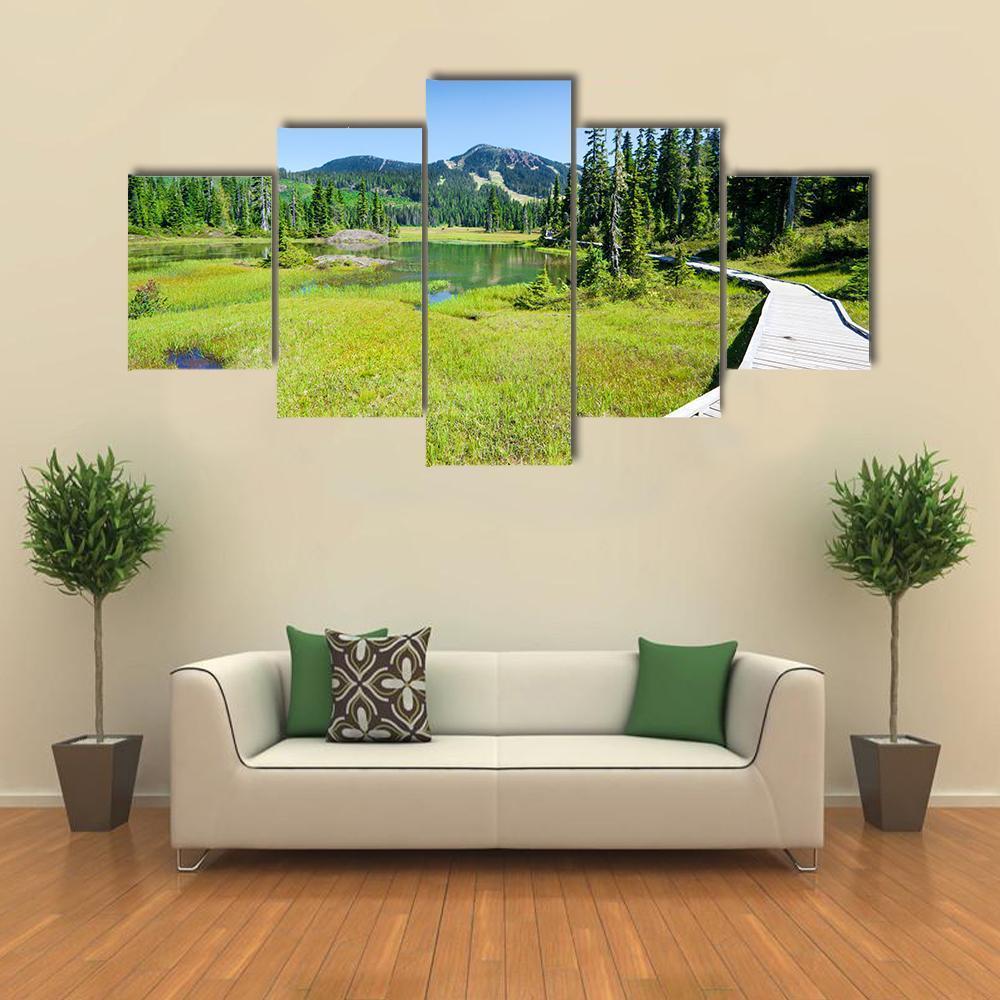 Alpine Trail In Canada Canvas Wall Art-5 Star-Gallery Wrap-62" x 32"-Tiaracle