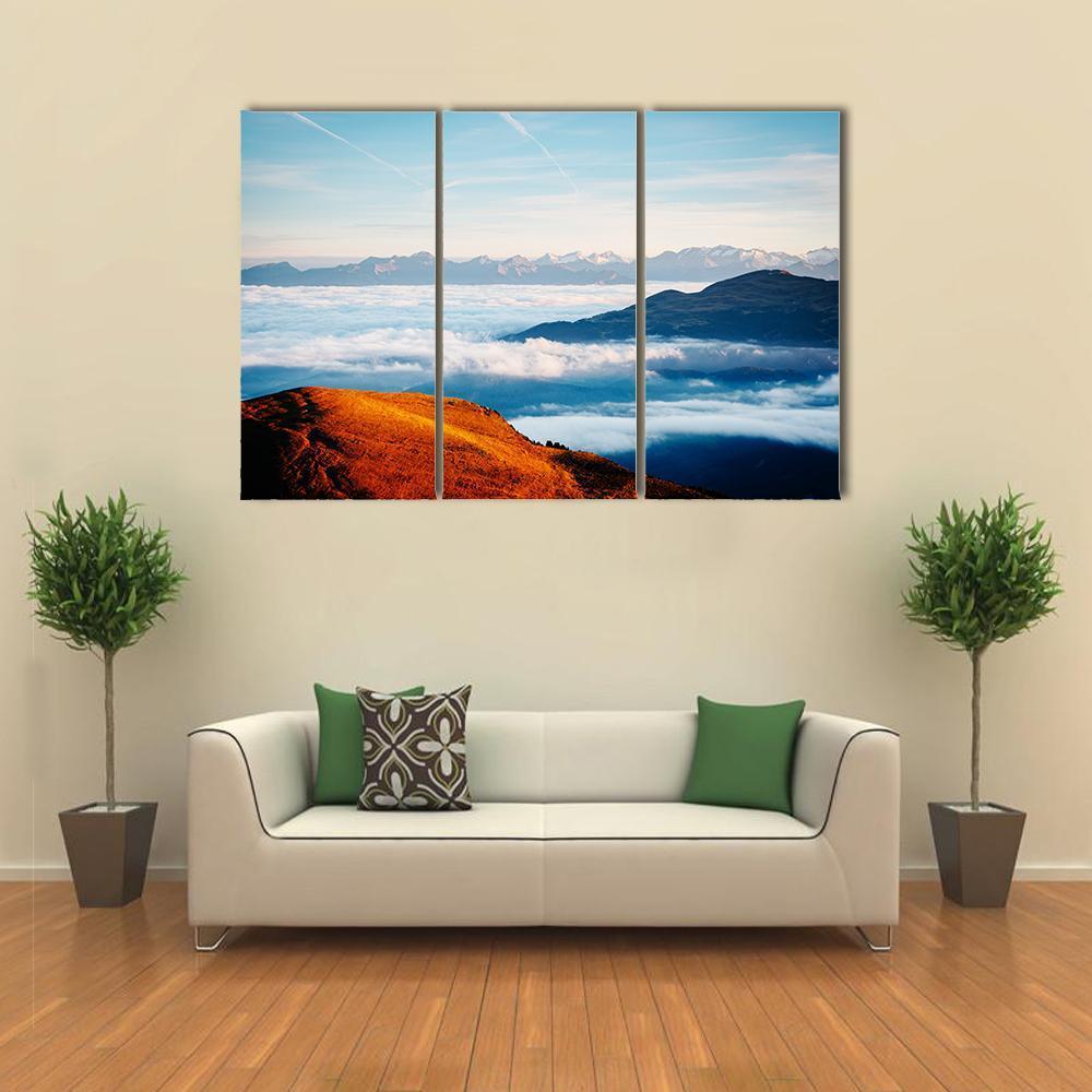 Alpine Valley In Sunlight Canvas Wall Art-3 Horizontal-Gallery Wrap-37" x 24"-Tiaracle