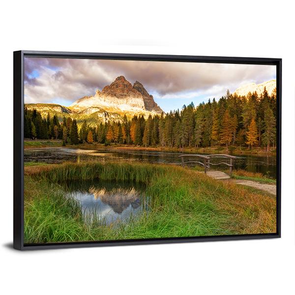 Alps Peak Reflection In Lake Canvas Wall Art-3 Horizontal-Gallery Wrap-25" x 16"-Tiaracle