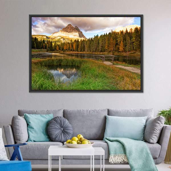 Alps Peak Reflection In Lake Canvas Wall Art-3 Horizontal-Gallery Wrap-25" x 16"-Tiaracle