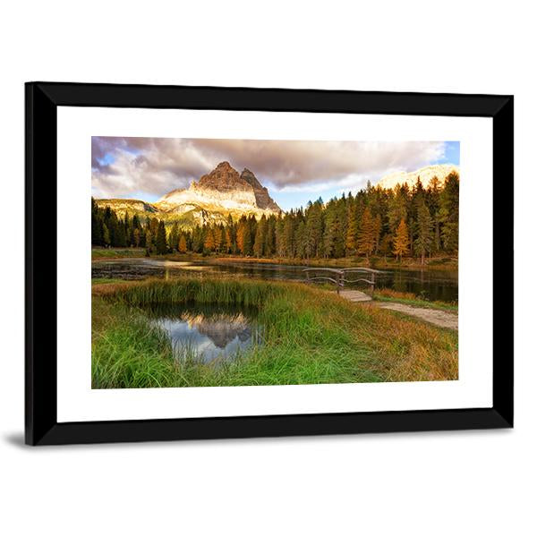 Alps Peak Reflection In Lake Canvas Wall Art-3 Horizontal-Gallery Wrap-25" x 16"-Tiaracle