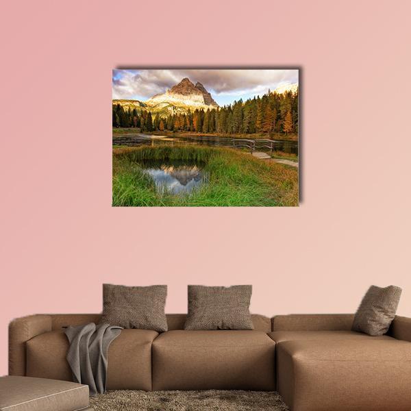 Alps Peak Reflection In Lake Canvas Wall Art-1 Piece-Gallery Wrap-48" x 32"-Tiaracle