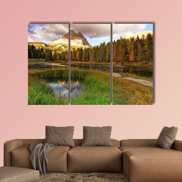 Alps Peak Reflection In Lake Canvas Wall Art-3 Horizontal-Gallery Wrap-37" x 24"-Tiaracle