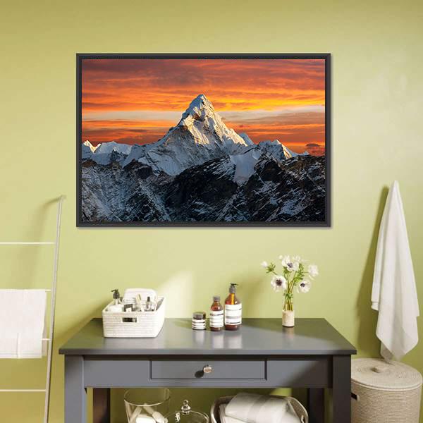 Ama Dablam Evening View Canvas Wall Art-3 Horizontal-Gallery Wrap-25" x 16"-Tiaracle